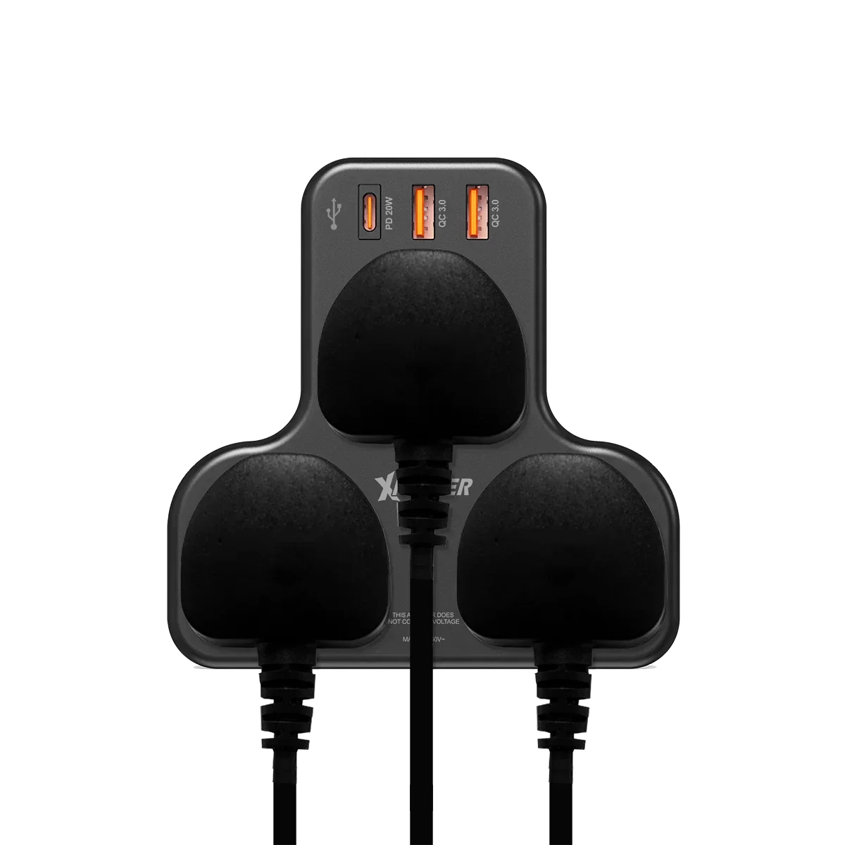 XPower 20W 3 Outlet T-Shaped Extension Socket - Black - Tashqila XPower 20W 3 Outlet T-Shaped Extension Socket - Black - Tashqila